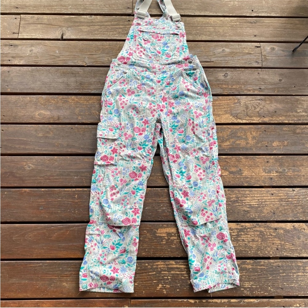 Duluth Trading Co RARE Heirloom Gardening Bib Overalls Plant Mom Floral SPF 50
